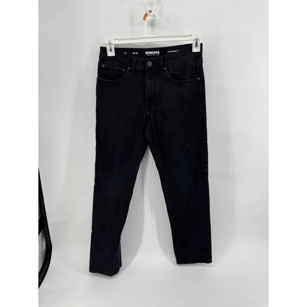Sonoma Goods For Life The Everyday Jean Mens 30x30 Black Regular Fit Denim Pants